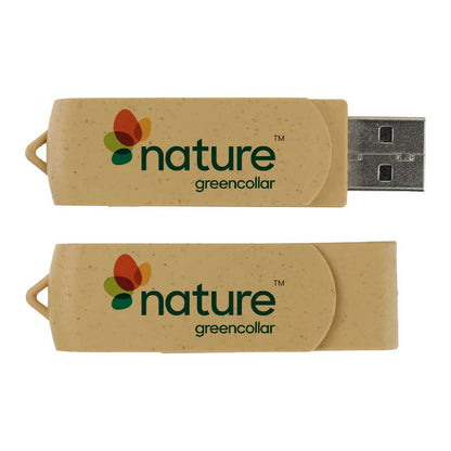 Wheat Straw Swivel USB Flash Drives, 4GB to 32GB