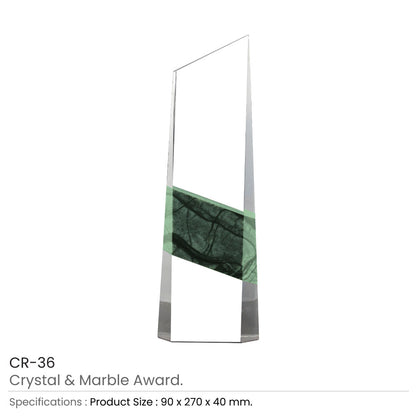 Vertical Crystal and Marble Awards in Hardboard Box