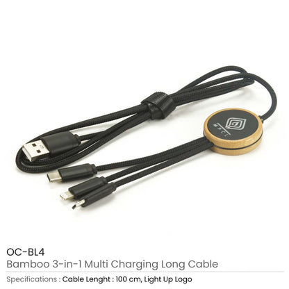 3-in-1 Multi-Charging Cable 100 cm with Light-up Logo