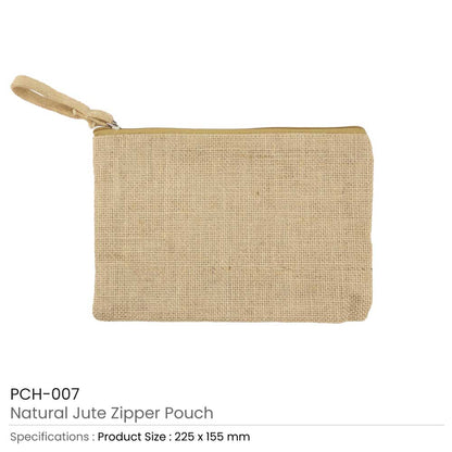 Natural Jute Zipper Pouch for Organizing Storage