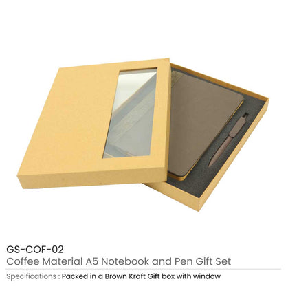 Coffee Journal Set with A5 Size Notebook and Pen