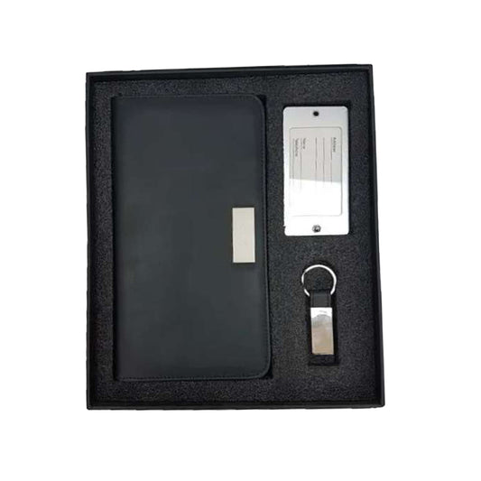 Travel set go — With leatherette Passport holder, metal luggage tag, & key chain