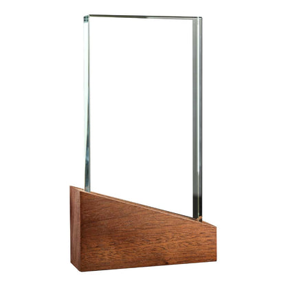 Crystal Awards with Wood Base in Black Hardboard Box