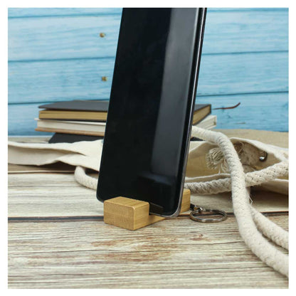 Bamboo Phone Stand with Round Key Holder