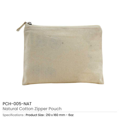 Multi-purpose Cotton Zipper Pouches 6 oz