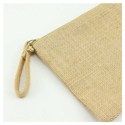Natural Jute Zipper Pouch for Organizing Storage