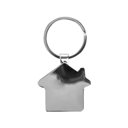 Bamboo and Metal Keychain House Shaped 32mm