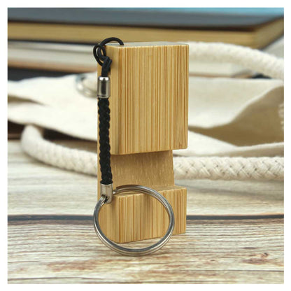 Bamboo Phone Stand with Round Key Holder