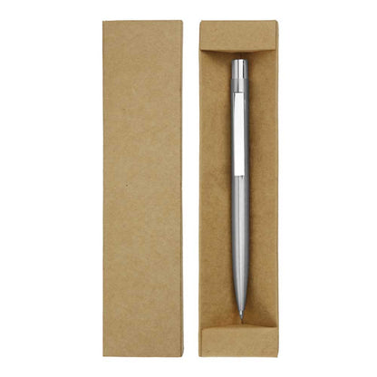 Recycled Stainless Steel Metal Pens, Push Button, Blue Ink