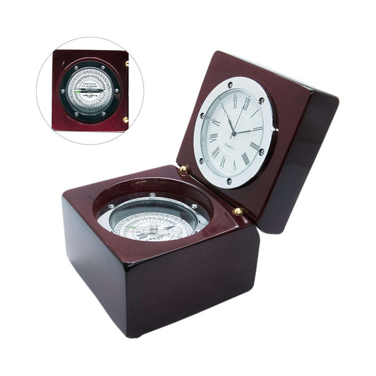Desktop wooden clock and Kaaba direction finder