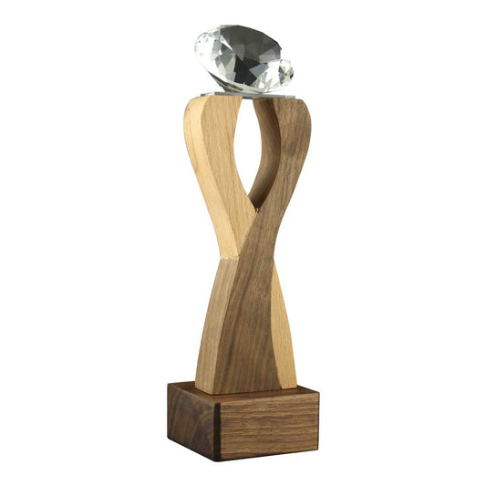 Wooden Trophy with Diamond shape Crystal on Top