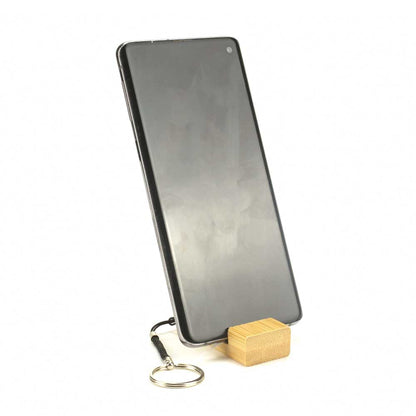 Bamboo Phone Stand with Round Key Holder