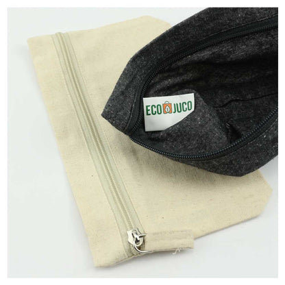 Natural Cotton Pouches with front Zipper Closure