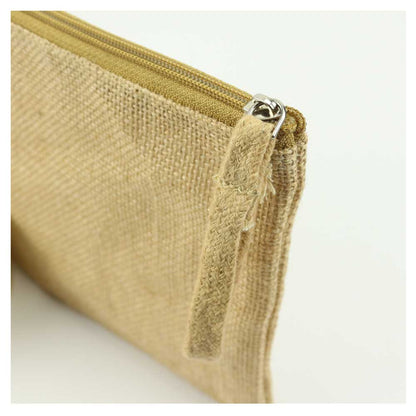 Natural Jute Zipper Pouch for Organizing Storage