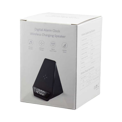 Wireless Charger BT Speaker with Clock & Light-up Logo