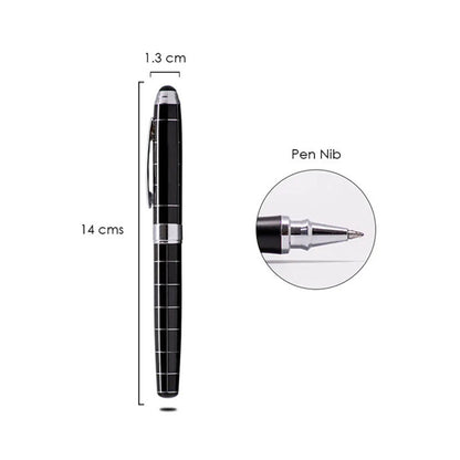Roller Pen with Silver Grid Design