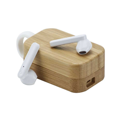 BT Earbuds with Bamboo Case – Eco-Friendly Tech with Style