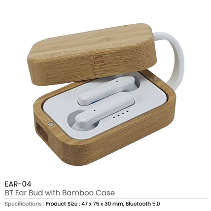 BT Earbuds with Bamboo Case – Eco-Friendly Tech with Style
