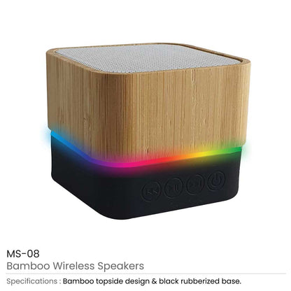 Cube Bamboo Bluetooth Speakers V5.0
