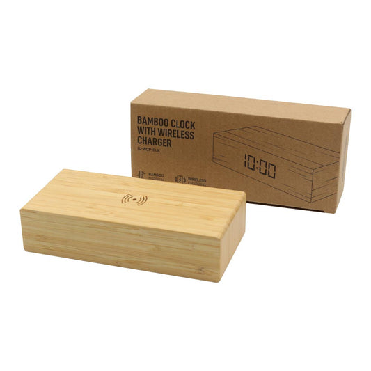 Bamboo Clock with 5W Wireless Charging Function