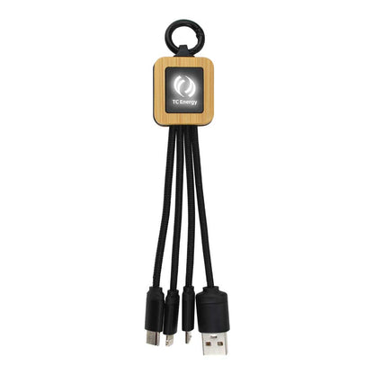 Bamboo Light Up Logo Multi-Charging Cables Type C