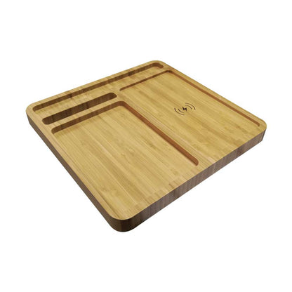 Bamboo 15W Wireless Desk Fast Charging Pad & Organizer