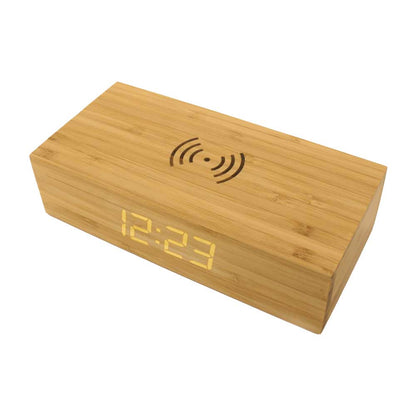 Bamboo Clock with 5W Wireless Charging Function