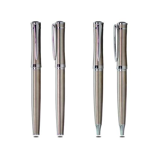 Silver-Body Roller Pen with Matching Ball Pen
