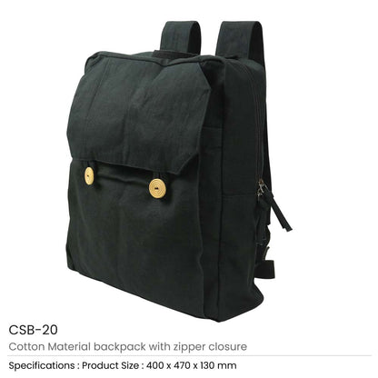 Cotton Backpacks with Zipper Closure