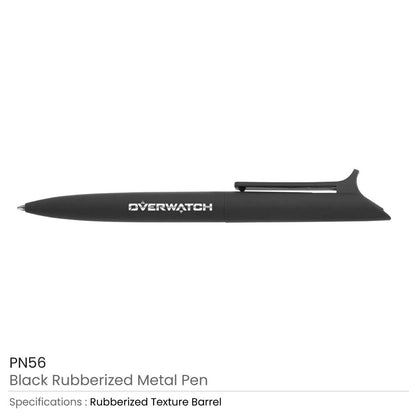 Black Rubberized Metal Pens