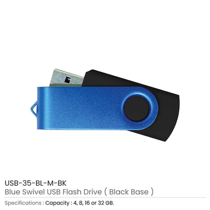Matt Blue Swivel USB Flash Drives