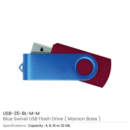 Matt Blue Swivel USB Flash Drives