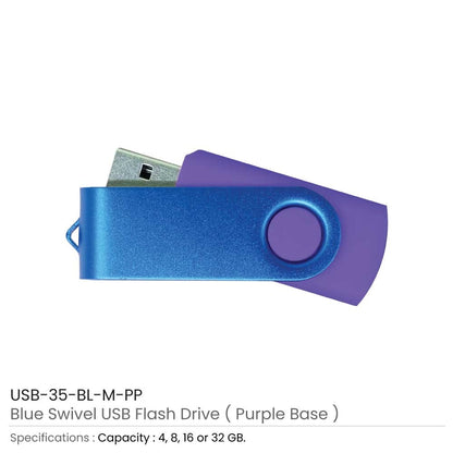 Matt Blue Swivel USB Flash Drives
