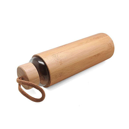 Bristem Eco-Friendly Borosilicate Glass Bottle with Bamboo Sleeve and Lid