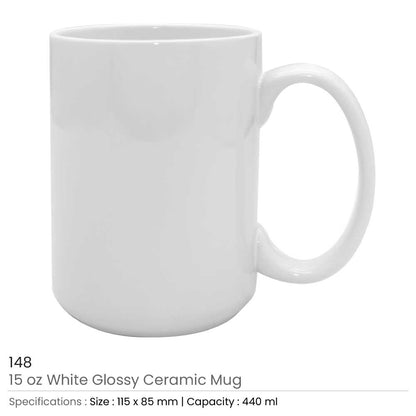 White Glossy Ceramic Mugs