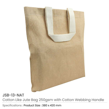 Cotton-Like Jute Bags with Webbing Handle – 250 GSM