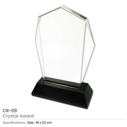 Crystal Award with Black Base in Wooden Box