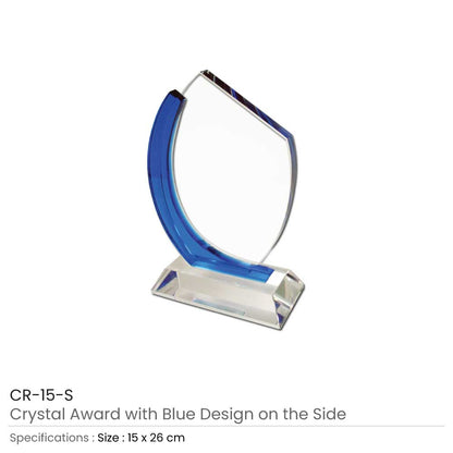 Crystal Awards with Blue Design on the side