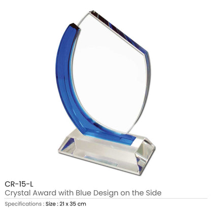 Crystal Awards with Blue Design on the side