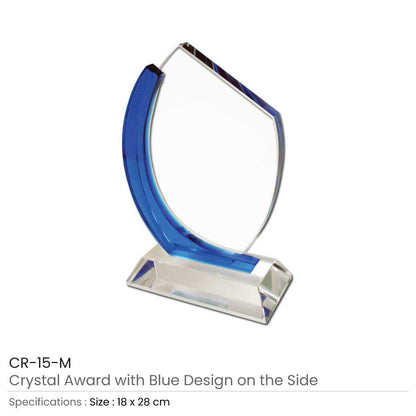 Crystal Awards with Blue Design on the side