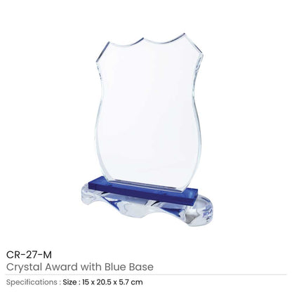 Crystal Awards with Blue Base and Box