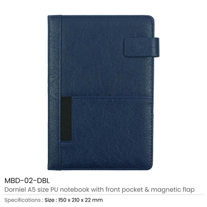 Dorniel A5 PU Notebooks with Front Pocket & Magnetic Flap