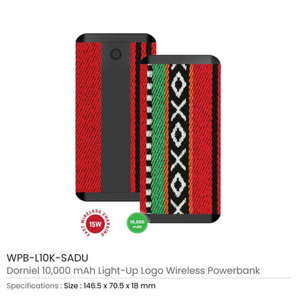 Dorniel Fast Wireless Powerbank 15W 10K mAh & Light-up Logo