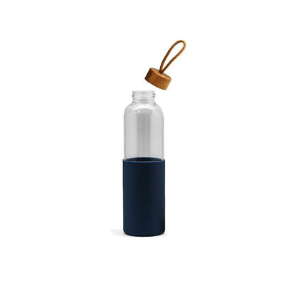 Cristem Glass Water Bottle with Bamboo Lid and Silicone Sleeve
