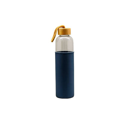 Cristem Glass Water Bottle with Bamboo Lid and Silicone Sleeve