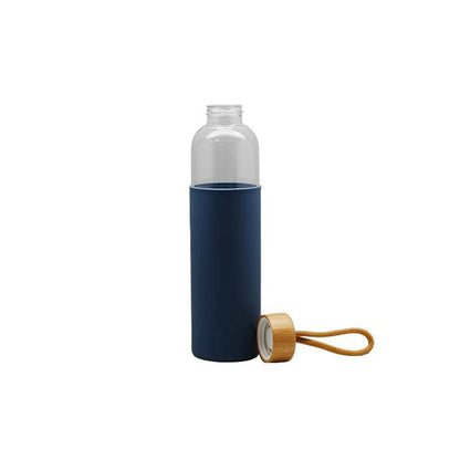 Cristem Glass Water Bottle with Bamboo Lid and Silicone Sleeve