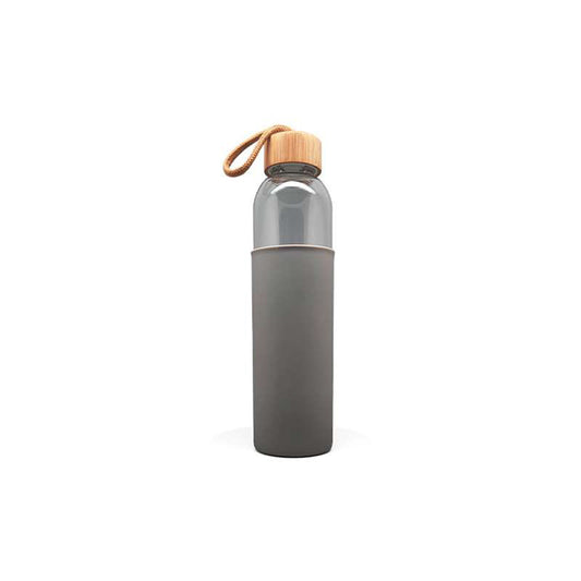 Cristem Glass Water Bottle with Bamboo Lid and Silicone Sleeve