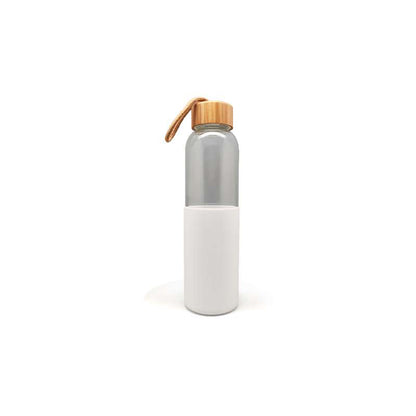 Cristem Glass Water Bottle with Bamboo Lid and Silicone Sleeve