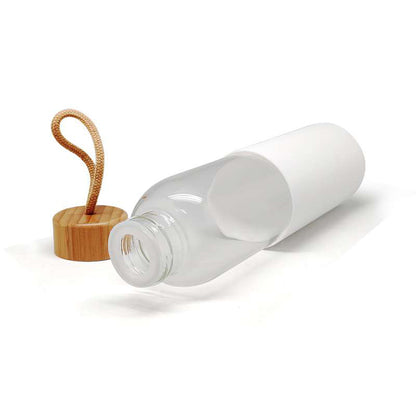 Cristem Glass Water Bottle with Bamboo Lid and Silicone Sleeve