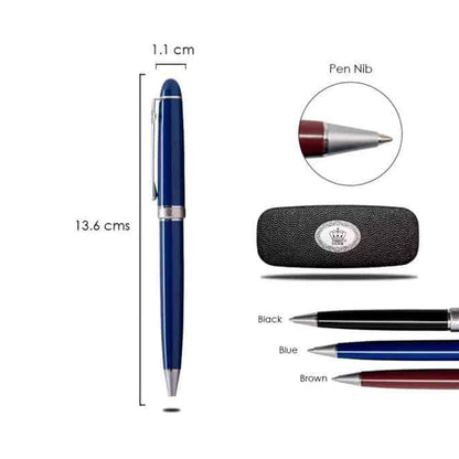 Blue Metal Pen with Silver Trimmings